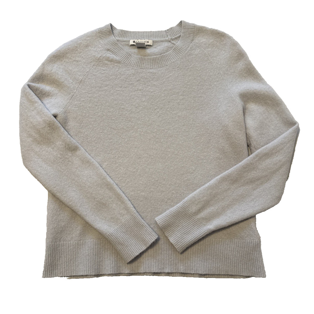 Athleta Hawthorn Crewneck Sweater Women's XS‎ Voyage Gray Merino Wool Preppy